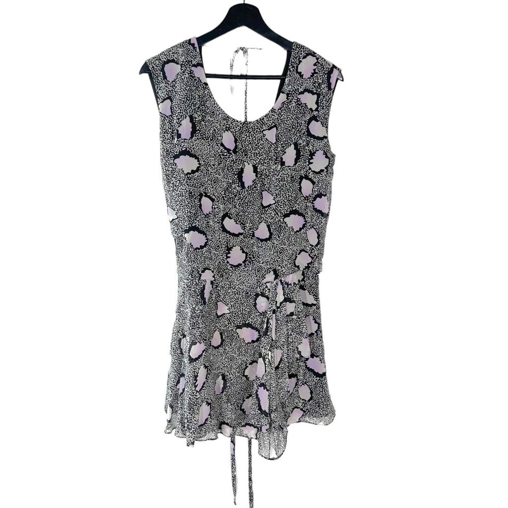 Diane Von Furstenberg Janey Black White Pink Silk Sleeveless Short Dress 2